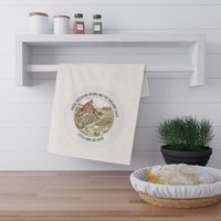 Country Farm Barn Scene Tea Towel | Rustic Farmhouse Kitchen