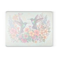 Hummingbird Floral Glass Cutting Board | Colorful Birds and Flowers
