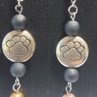 Silver Paw Print Pendant w/ Diffuser Lava Beads