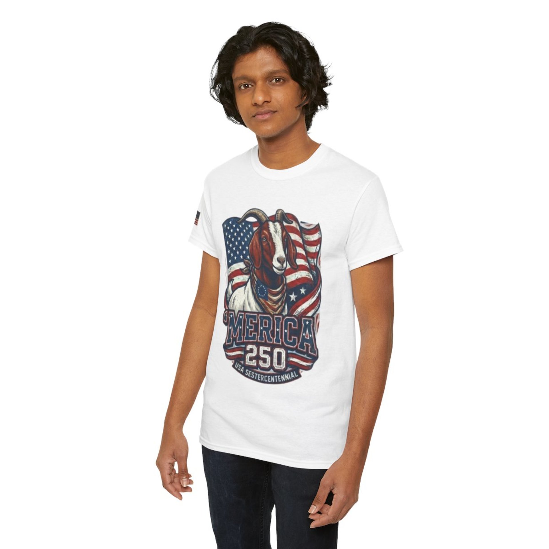 The Boering Life™ Limited Edition 'Merica 250 Goat Patriotic T-Shirt | American Flag Tee