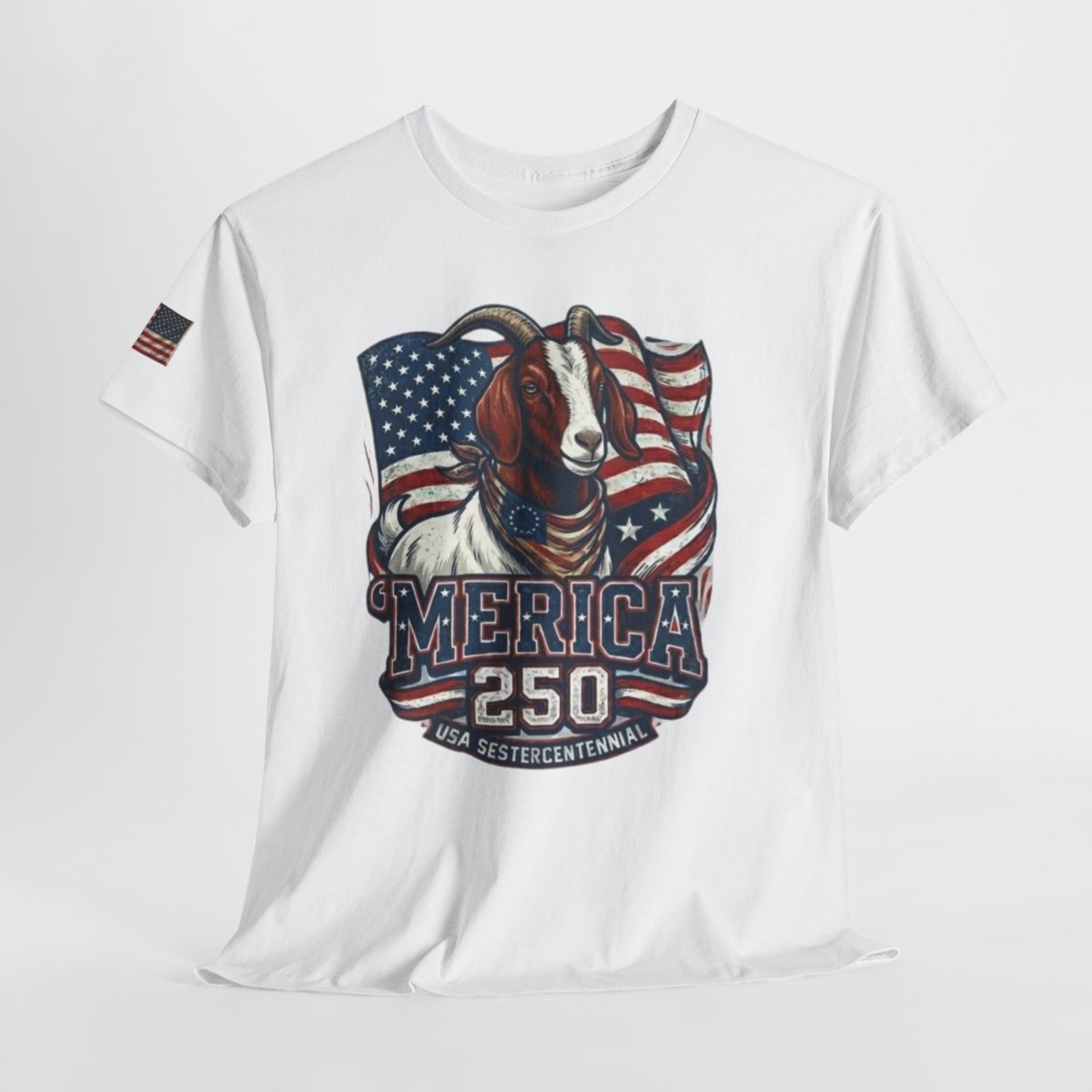 The Boering Life™ Limited Edition 'Merica 250 Goat Patriotic T-Shirt | American Flag Tee