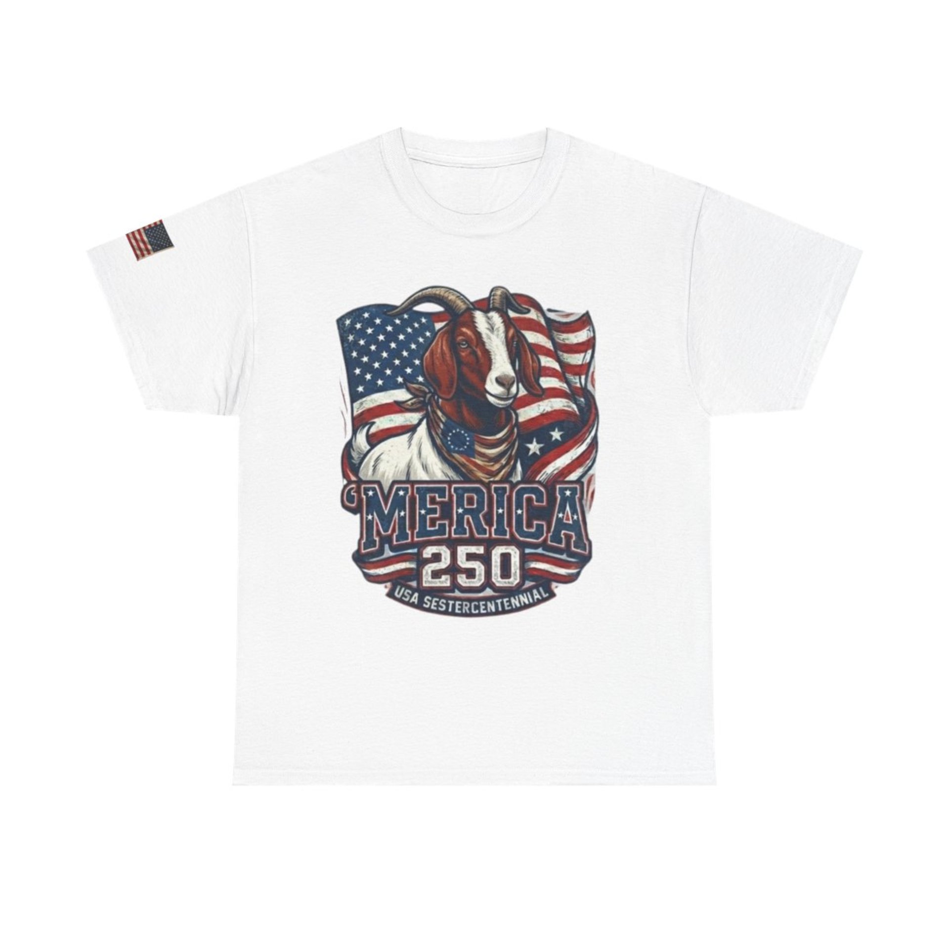 The Boering Life™ Limited Edition 'Merica 250 Goat Patriotic T-Shirt | American Flag Tee