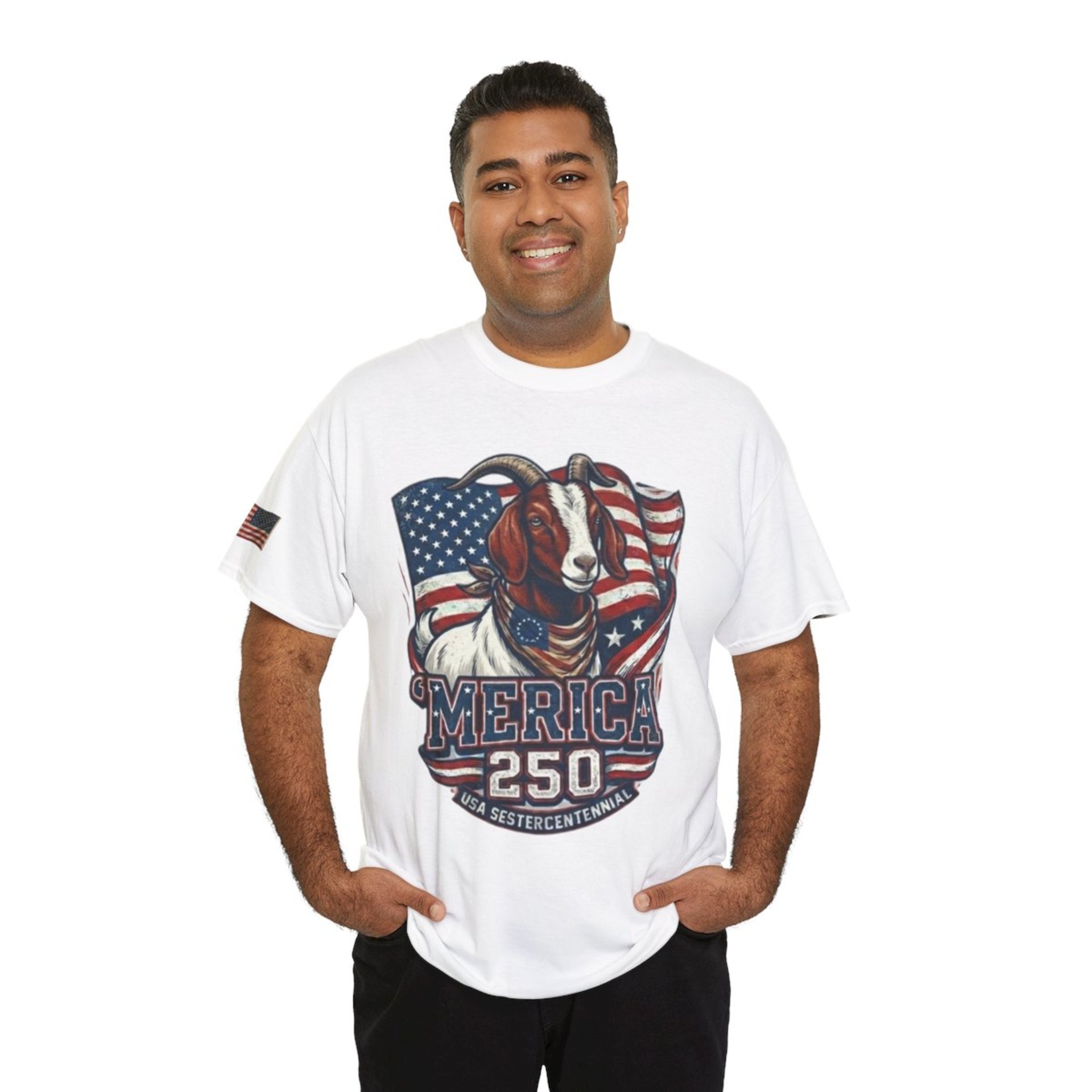 The Boering Life™ Limited Edition 'Merica 250 Goat Patriotic T-Shirt | American Flag Tee