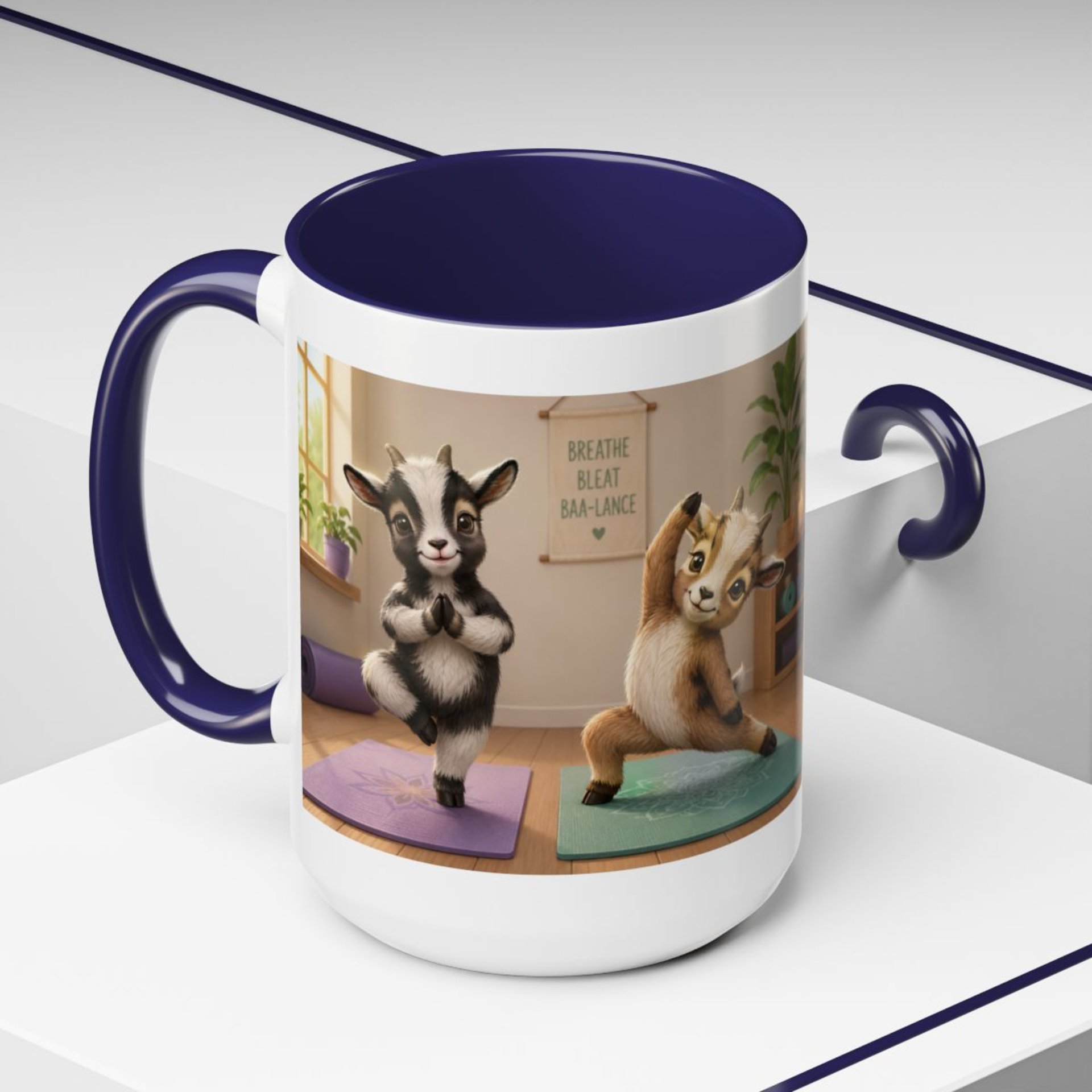 Yoga Goat Illustration Mug | Accent Coffee Mug