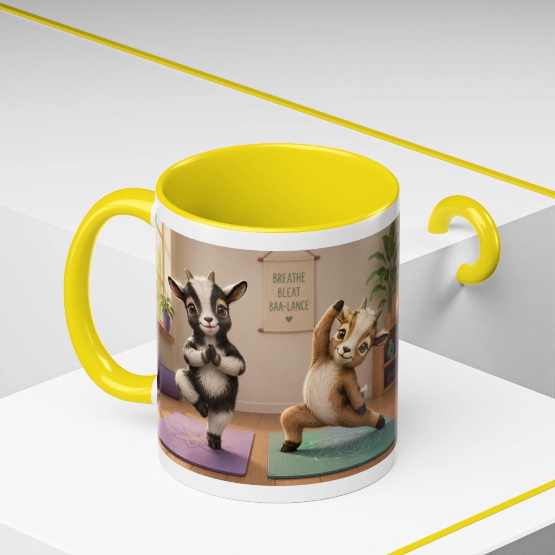 Yoga Goat Illustration Mug | Accent Coffee Mug