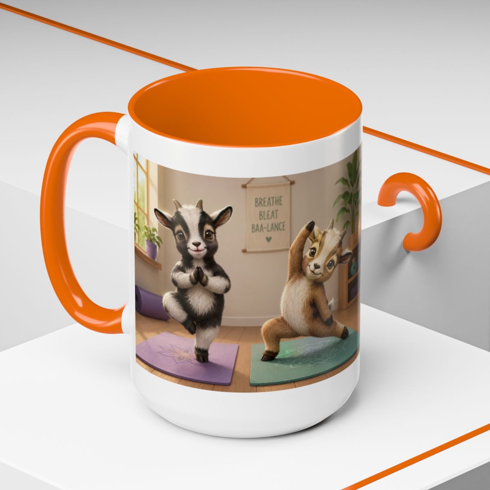 Yoga Goat Illustration Mug | Accent Coffee Mug