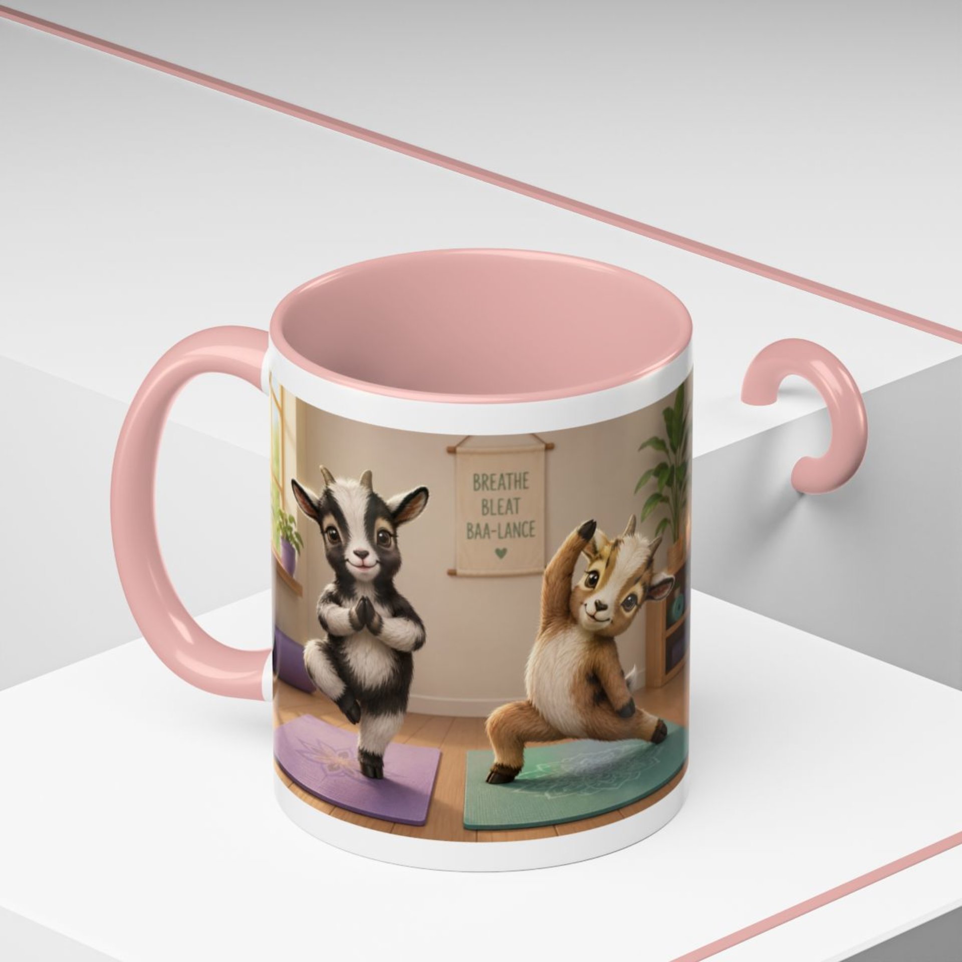 Yoga Goat Illustration Mug | Accent Coffee Mug