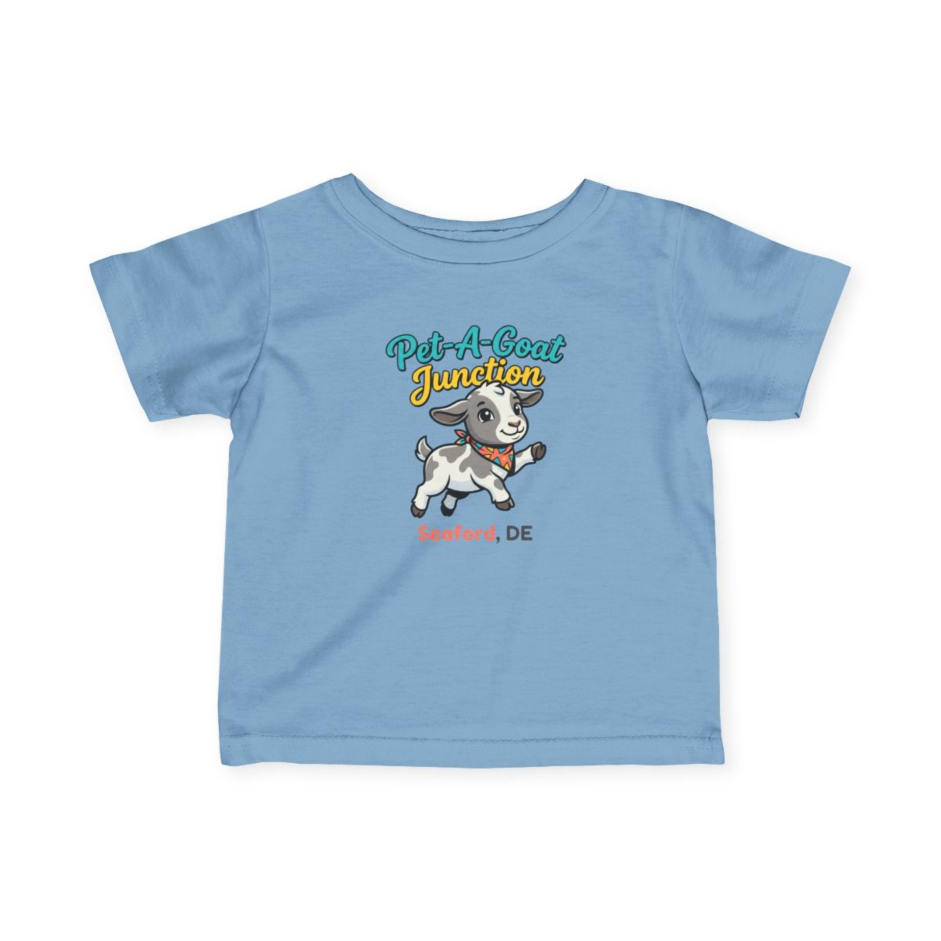 Official Pet-A-Goat Junction Baby tee | playful goat mascot, Seaford DE