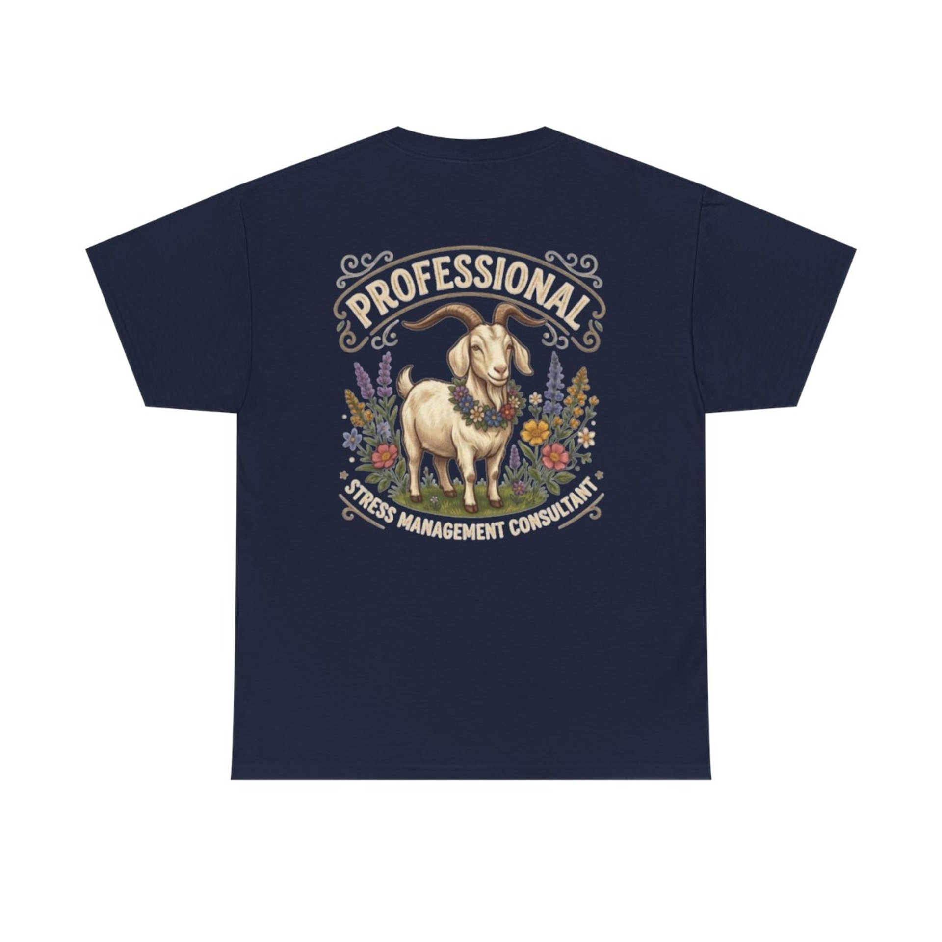 Professional Stress Management Consultant Goat Tee | Garden Herbs Floral Goat Illustration