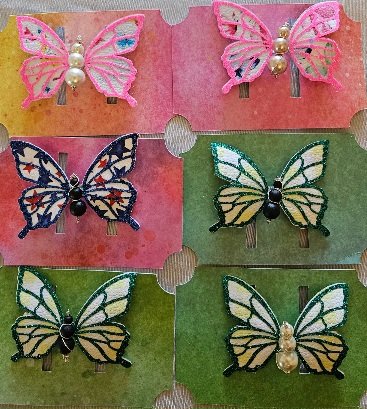 Whimsical Beaded Butterfly Hairclips