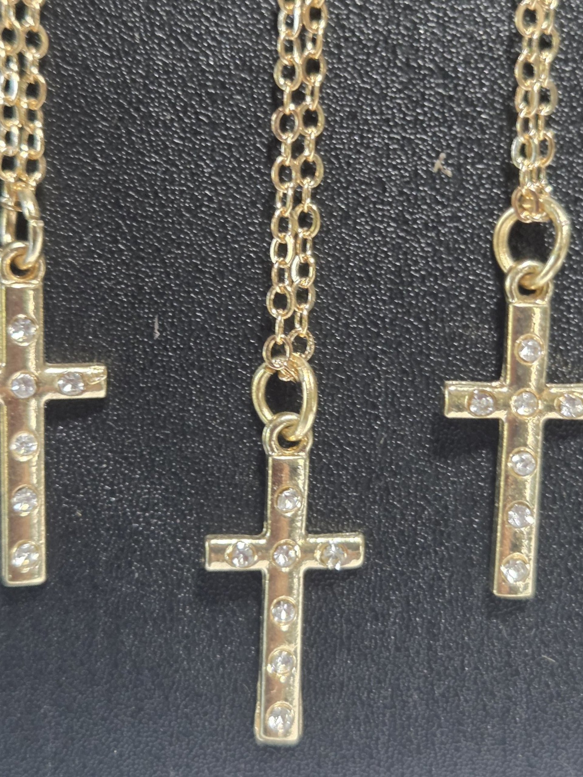 Petite Gold-Tone Cross w/ Crystals Necklace