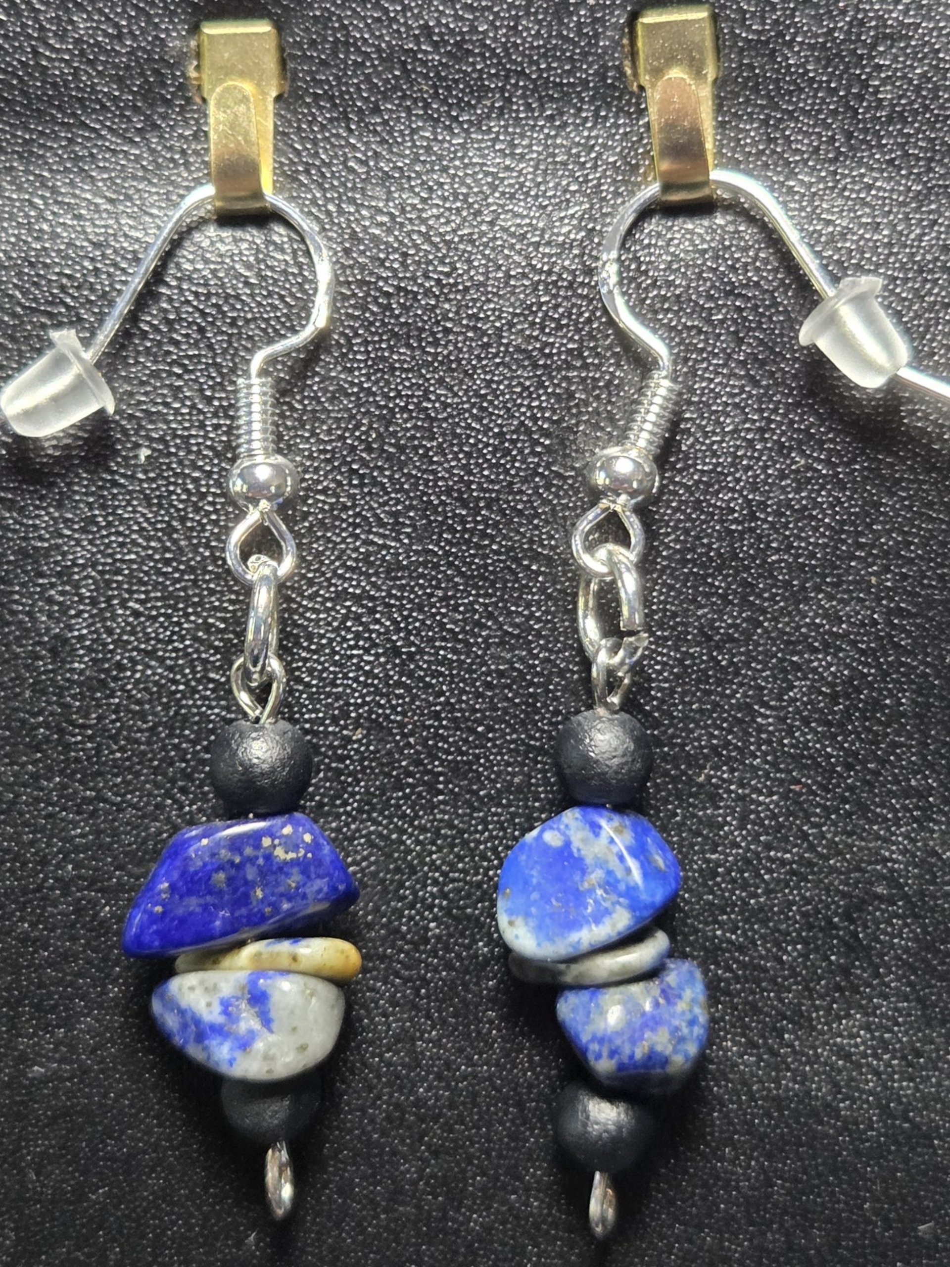 The "Wisdom & Truth" Lapis & Diffuser Lava Bead Dangles