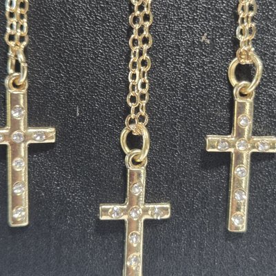 Petite Gold-Tone Cross w/ Crystals Necklace