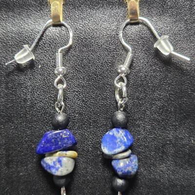 The "Wisdom & Truth" Lapis & Diffuser Lava Bead Dangles